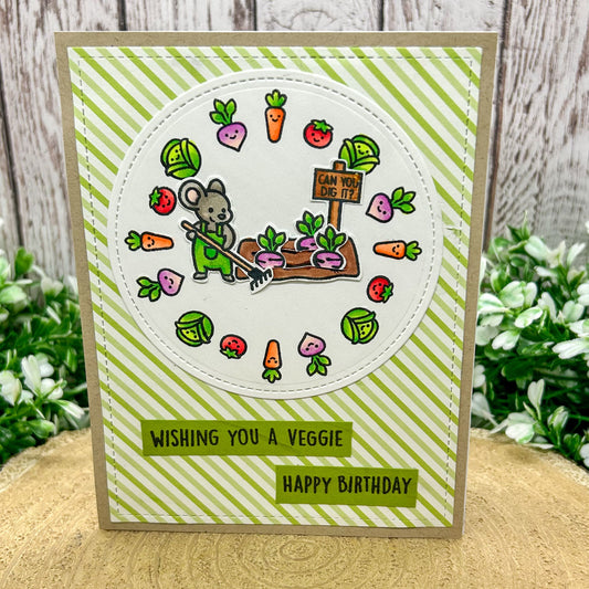 Gardening Mouse Veggie Happy Day Handmade Birthday Card