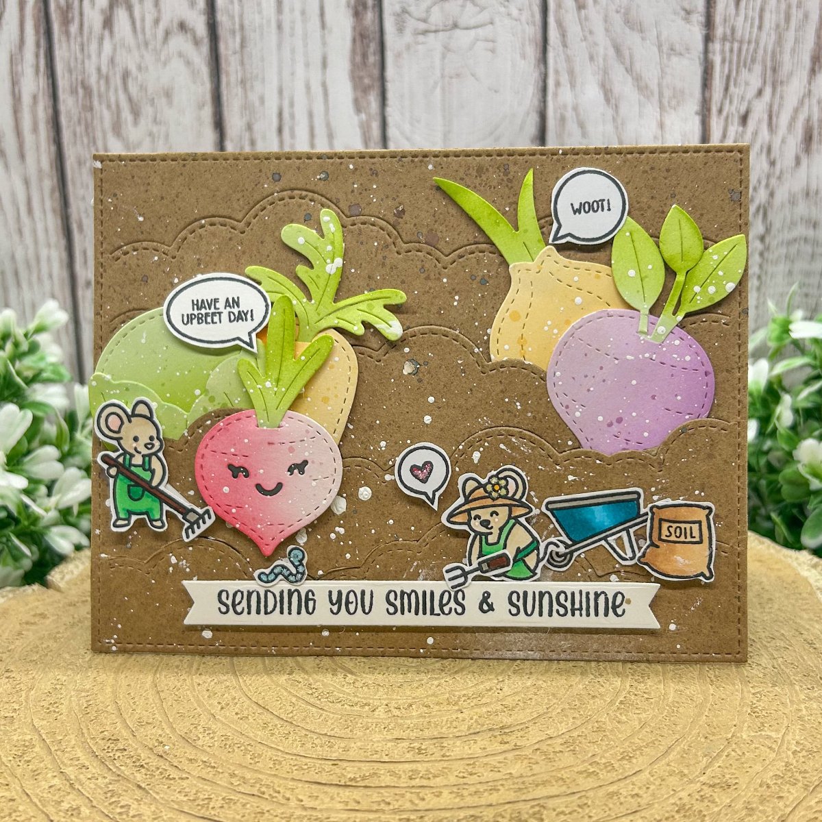 Gardening Mouse & Veg Funny Puns Handmade Card