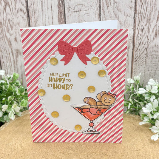 Gingerbread Girl Cocktail Handmade Christmas Card-1