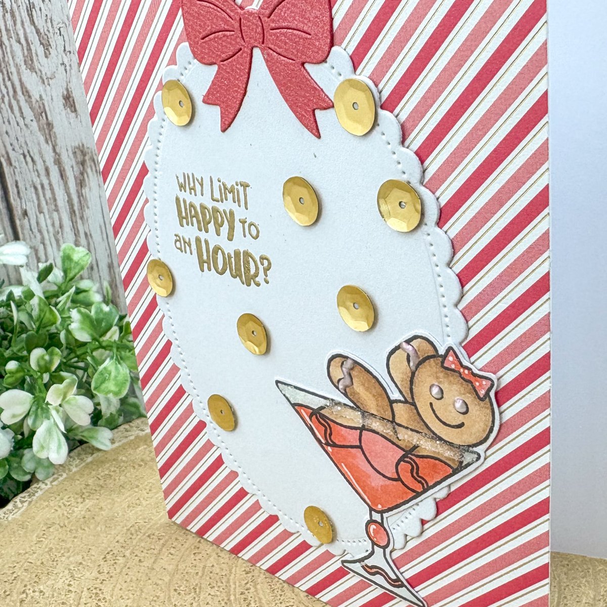 Gingerbread Girl Cocktail Handmade Christmas Card-2