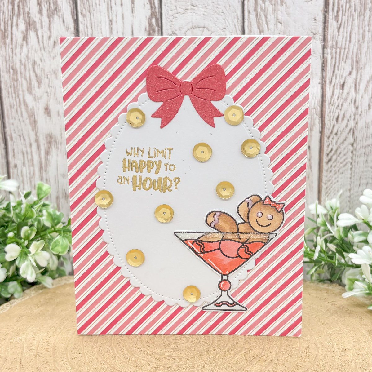 Gingerbread Girl Cocktail Handmade Christmas Card