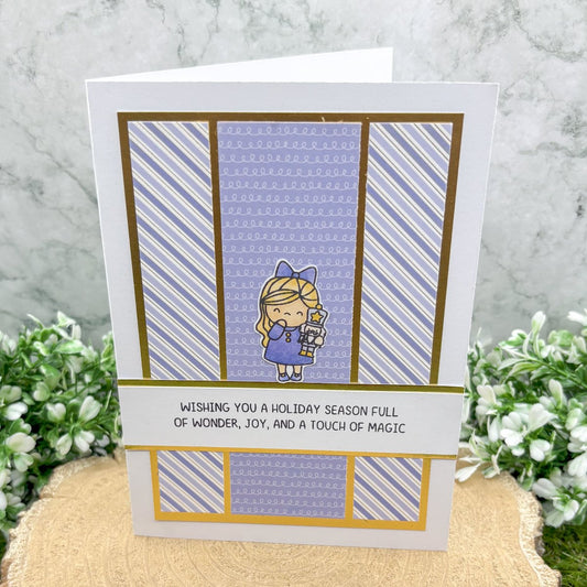 Girl & Nutcracker Purple Handmade Christmas Card-1