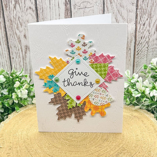 Give Thanks Colourful Leaves Handmade Thank You Card-1
