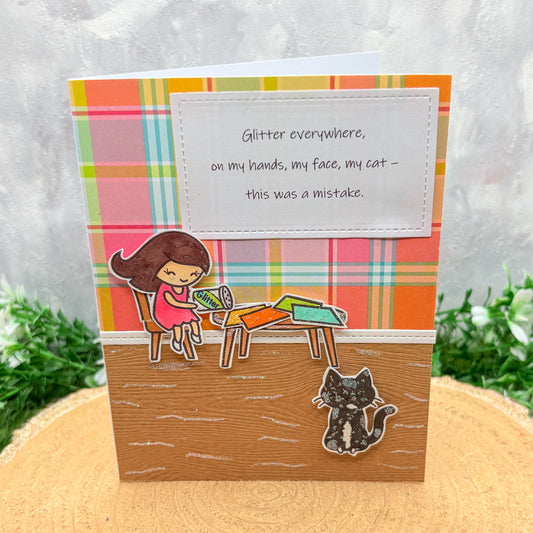 Glitter Everywhere & Cat Handmade Card-1