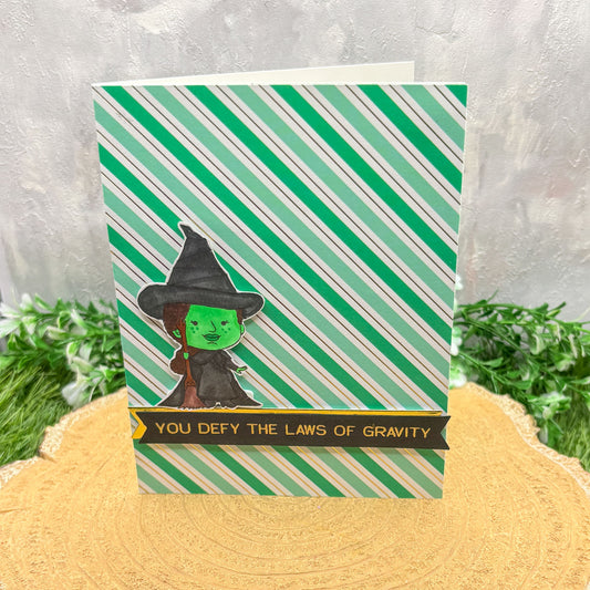 Green Witch Defy Gravity Handmade Character Card
