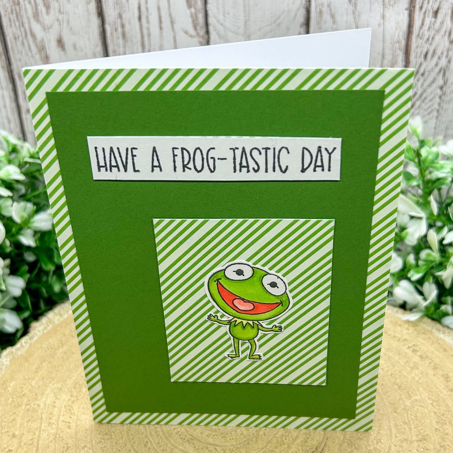 Green Frog Puppet Handmade Character Birthday Card-1