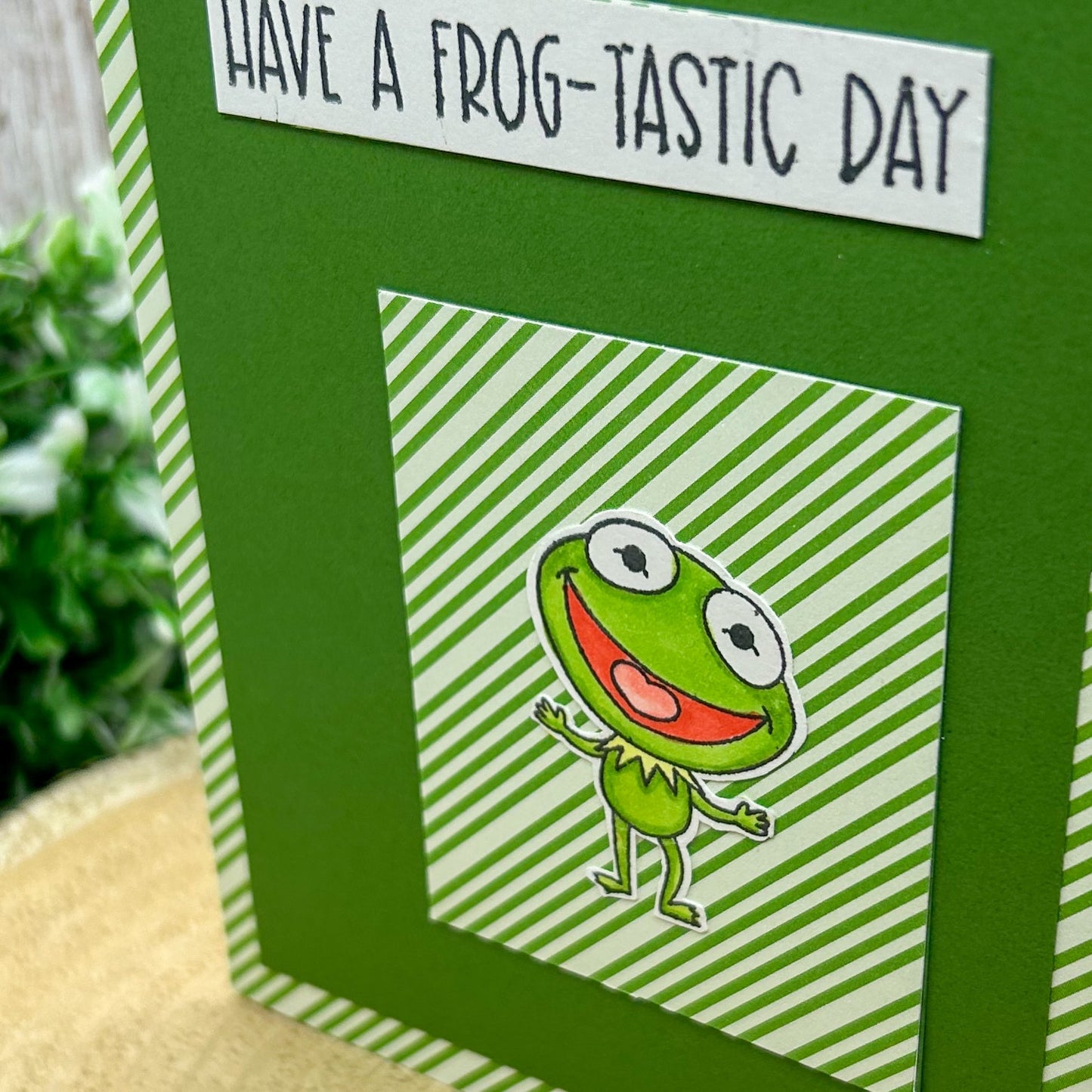 Green Frog Puppet Handmade Character Birthday Card-2