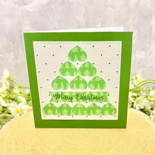 Green Heart Tree Handmade Christmas Card-1