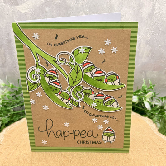 Hap-pea Christmas Singing Peas Handmade Christmas Card-1