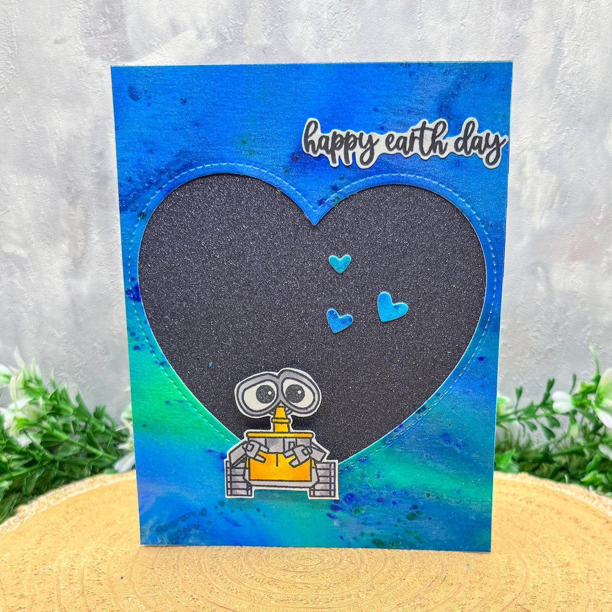 Happy Earth Day Robot Character Handmade Card