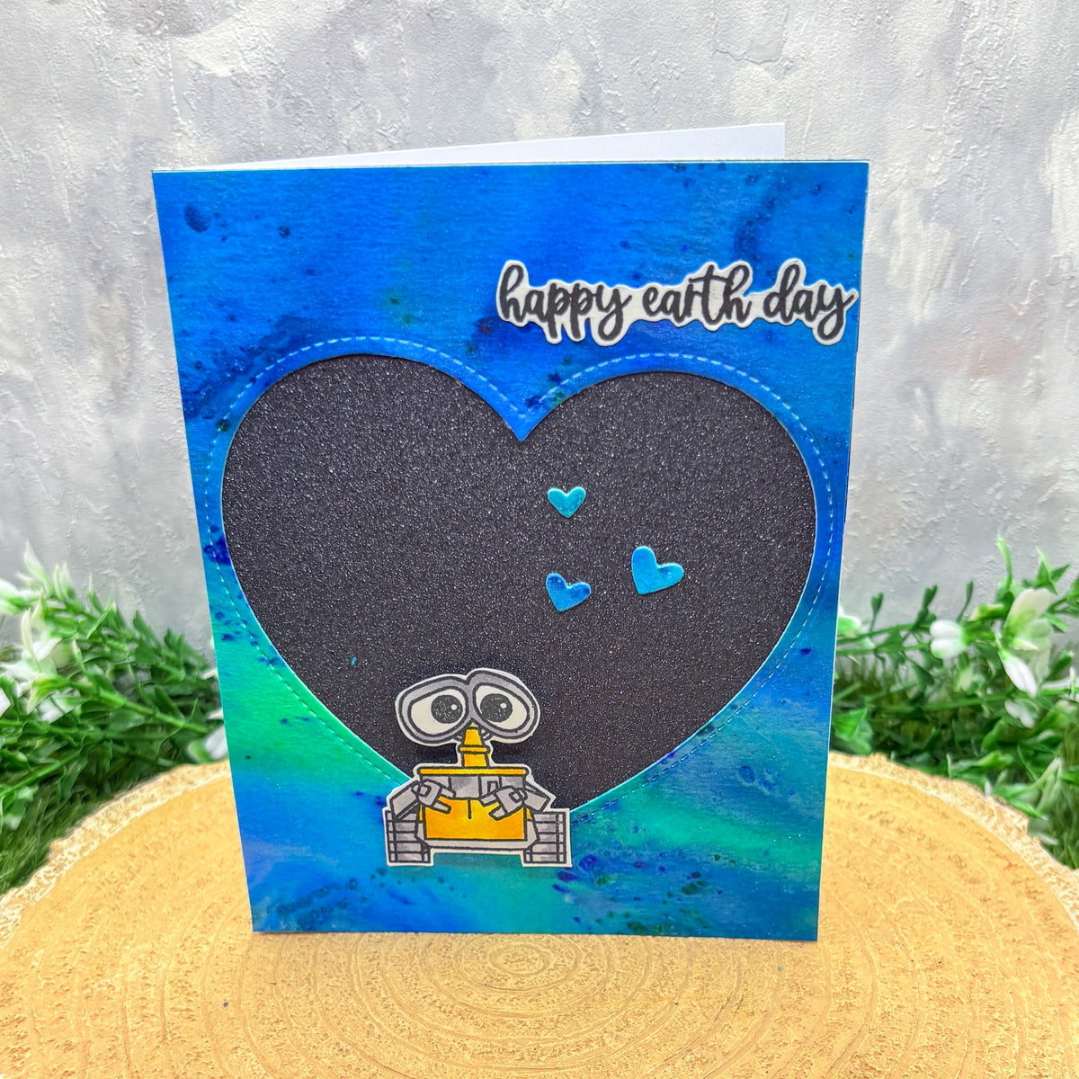 Happy Earth Day Robot Character Handmade Card-1