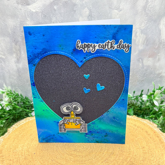 Happy Earth Day Robot Character Handmade Card-1