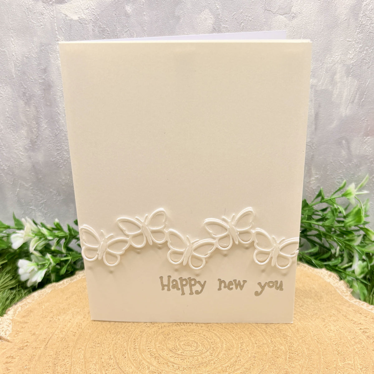 Happy New You Butterflies Handmade Card-1