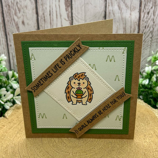 Hedgehog Pun Square Handmade Card-1