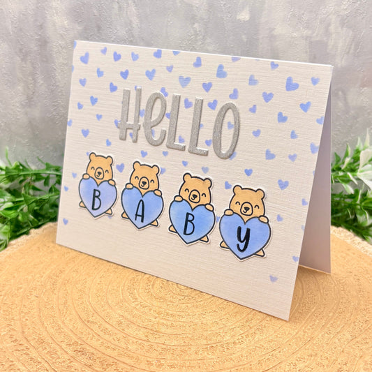 Hello Baby Boy Handmade New Baby Card-1