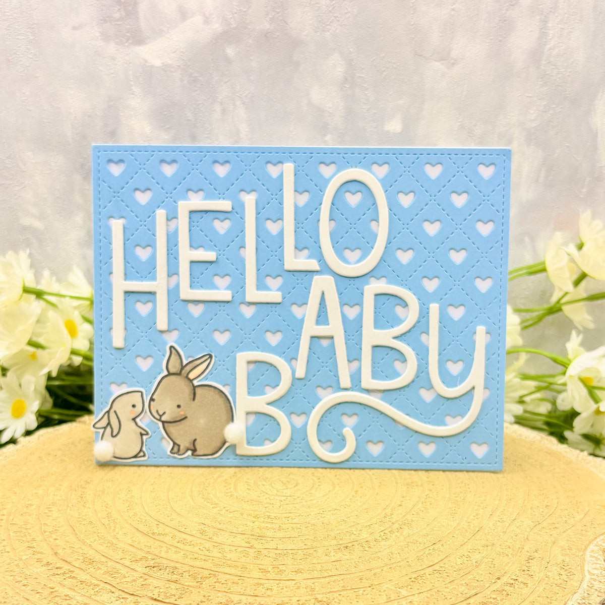 Hello Baby Boy Handmade New Baby Card