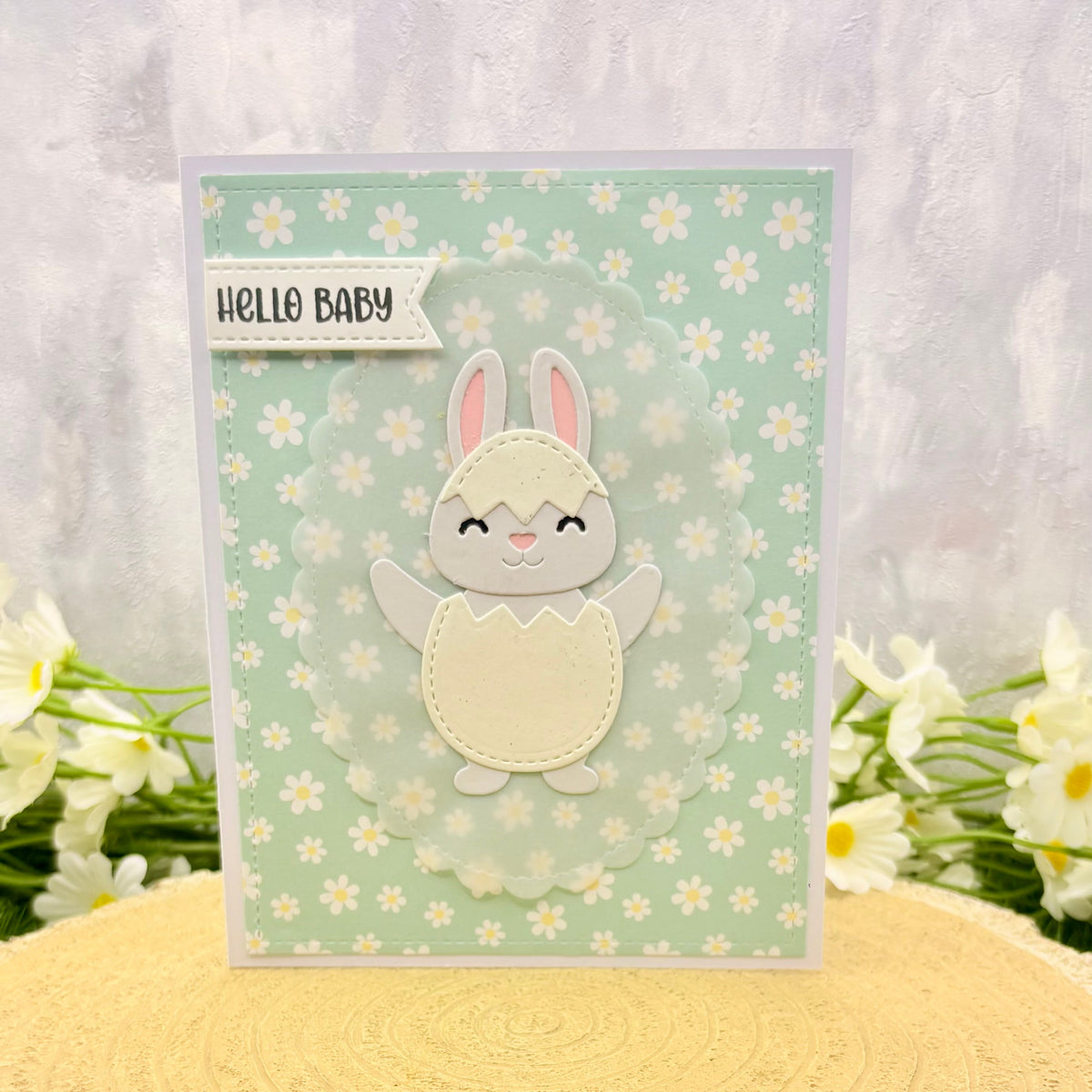 Hello Baby Boy Handmade New Baby Card