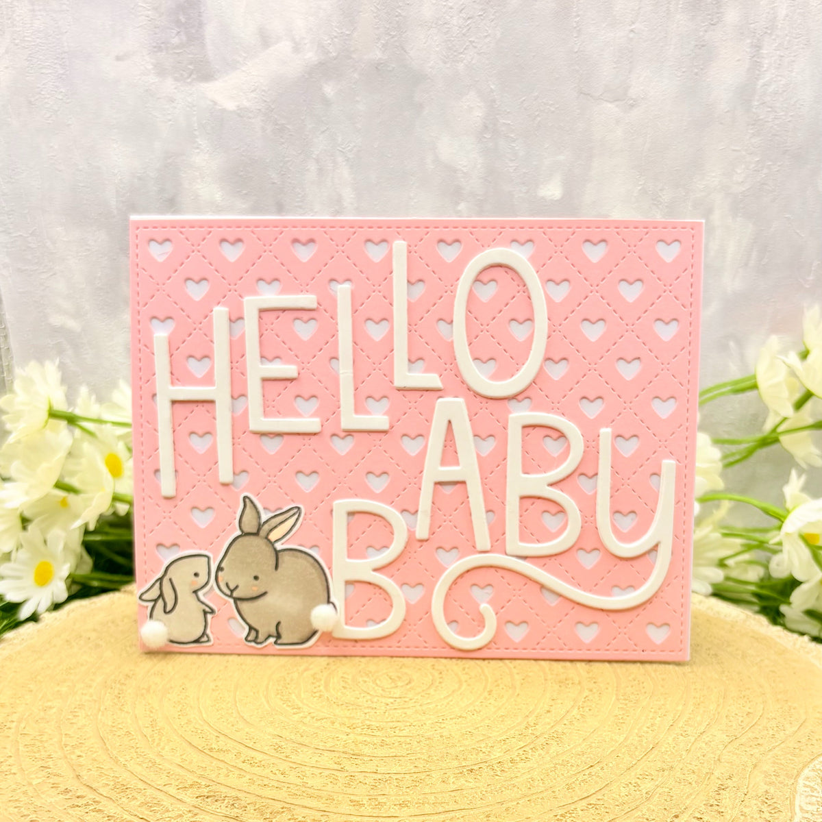 Hello Baby Girl Handmade New Baby Card