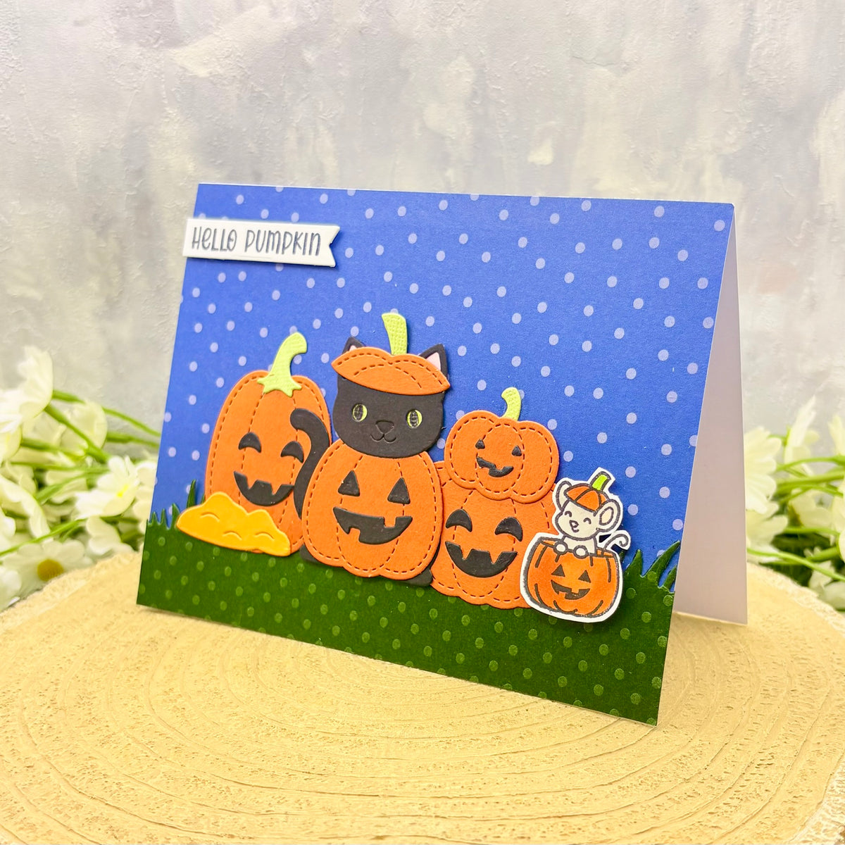 Hello Pumpkin Handmade Halloween Card-1