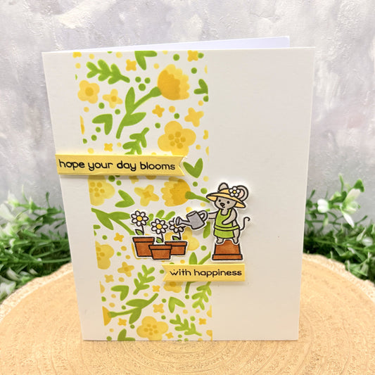 Hope Your Day Blooms Gardening Mouse Handmade Card-1