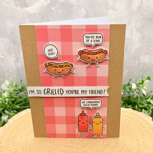 Hot Dog Themed Funny Friend Handmade Card-1