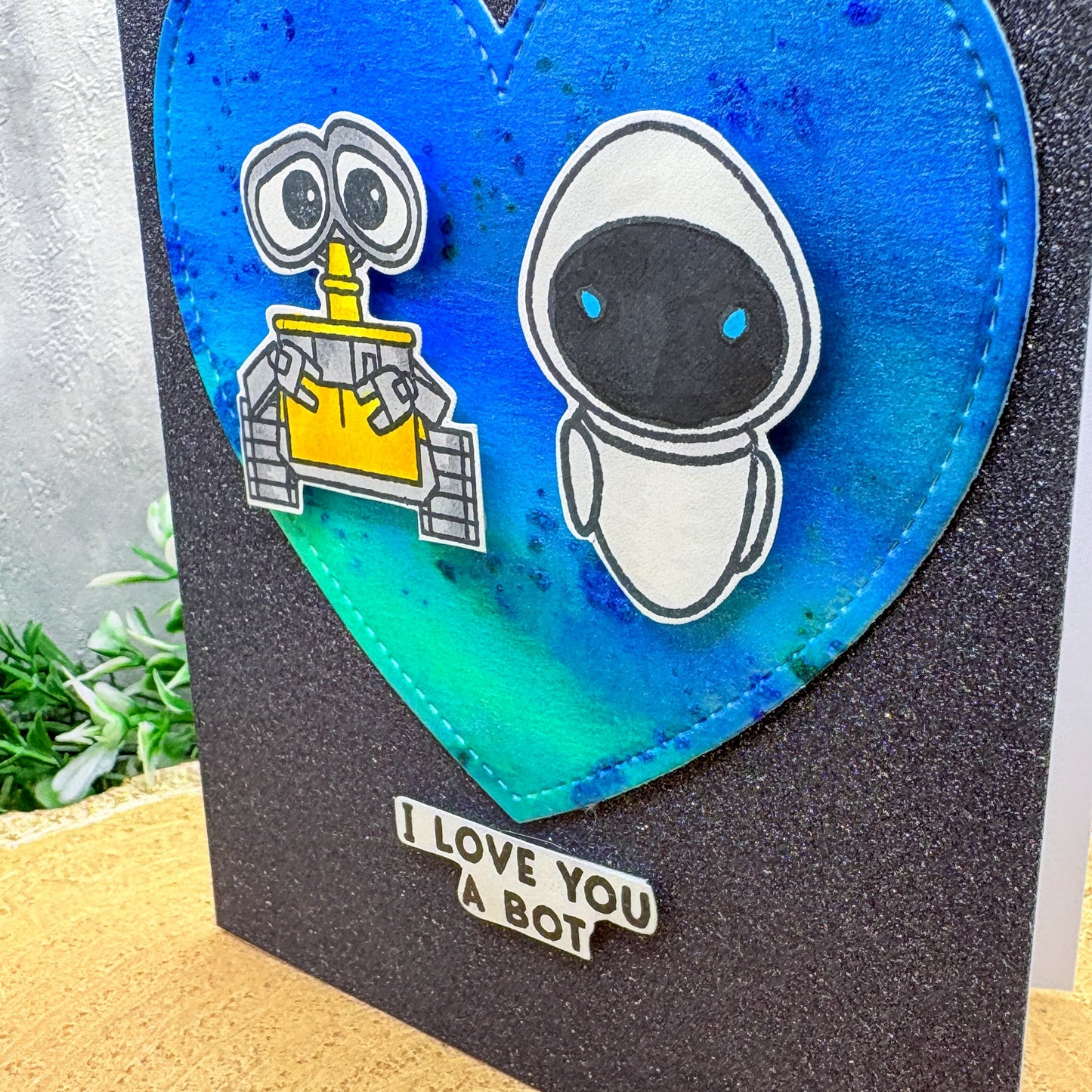 I Love You A Bot Robot Character Handmade Card-2