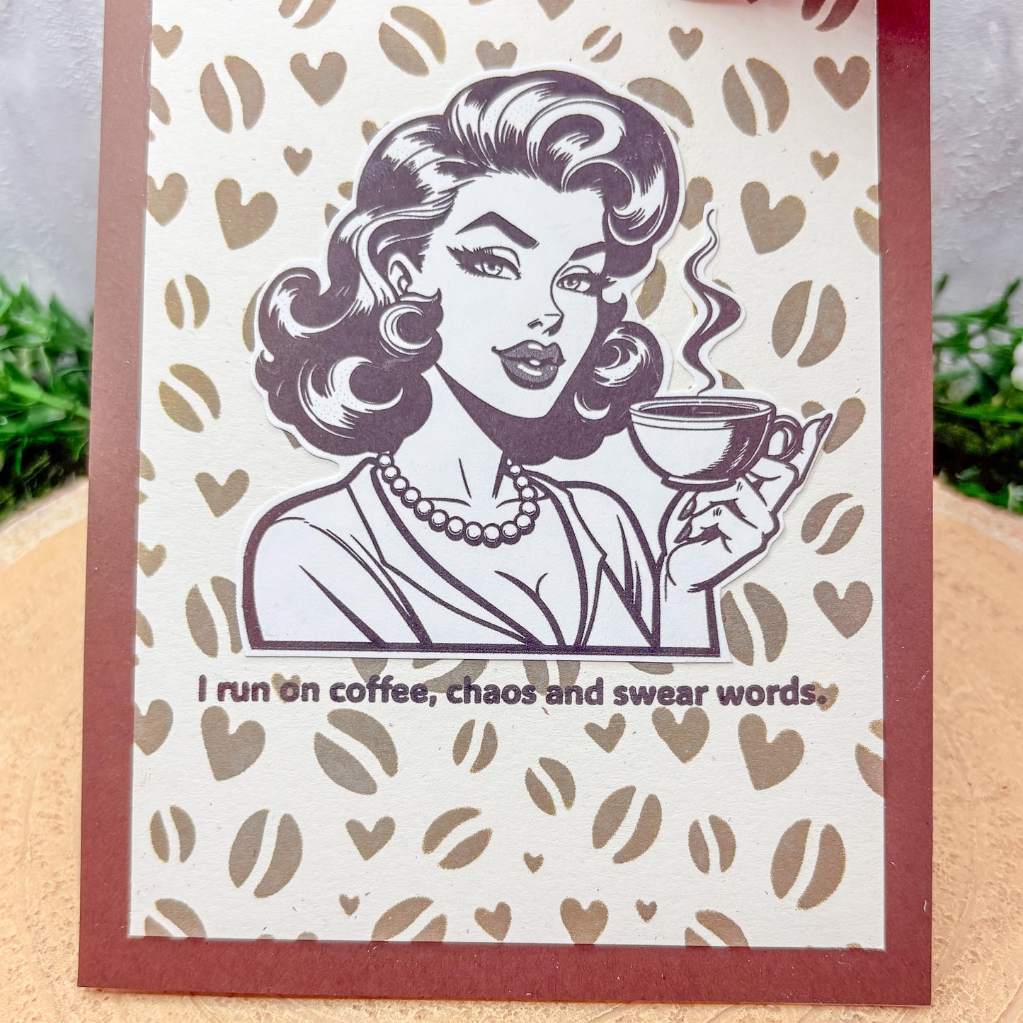 I Run On Coffee Pin Up Girl Handmade Card-2
