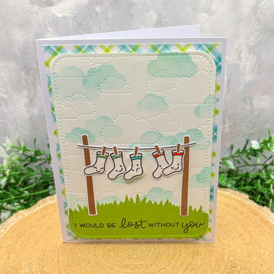 I'd Be Lost With Out You Funny Socks Handmade Card-1
