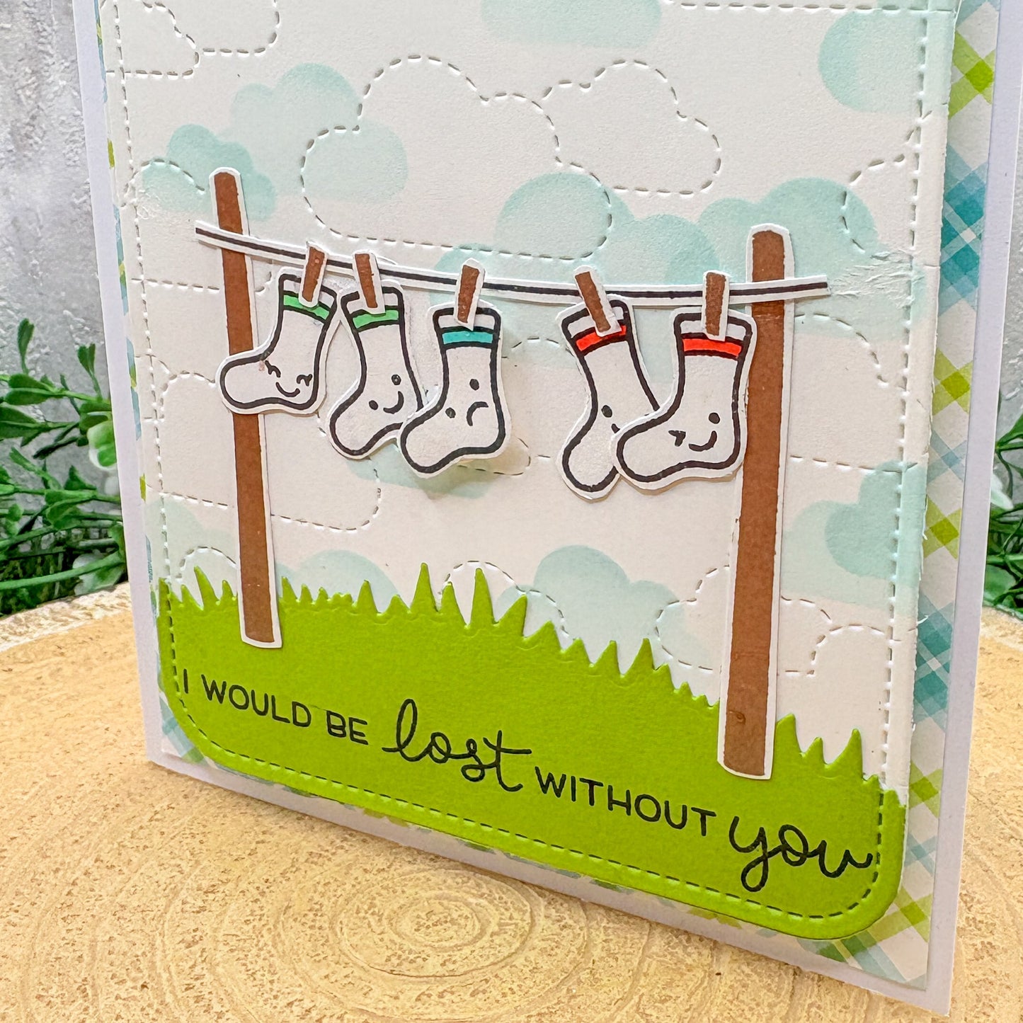 I'd Be Lost With Out You Funny Socks Handmade Card-2