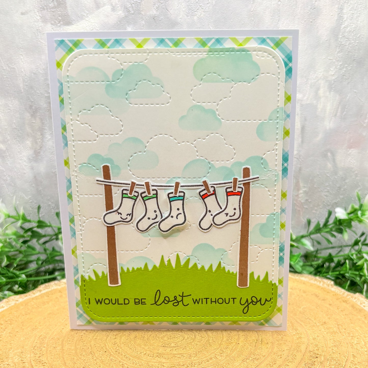 I'd Be Lost With Out You Funny Socks Handmade Card