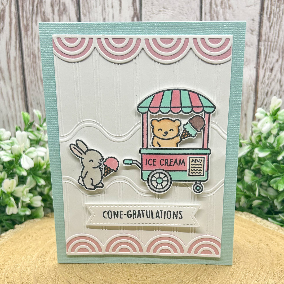 Ice Cream Themed Handmade Congratulations Card