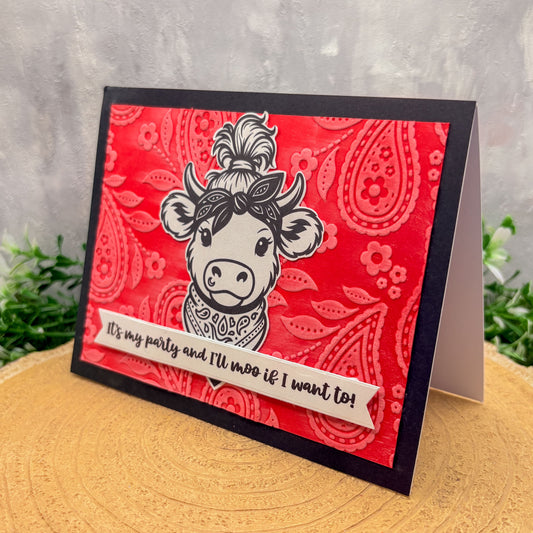 It's My Party Funny Cow Pun Handmade Birthday Card-1