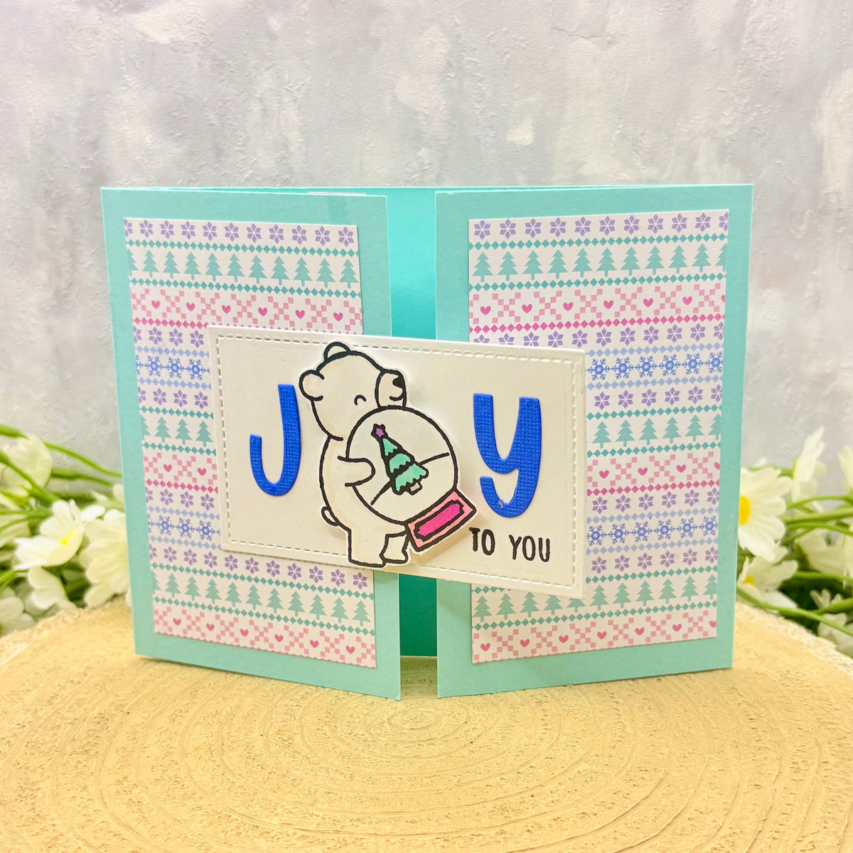 Joy to You Snow Globe Handmade Christmas Card