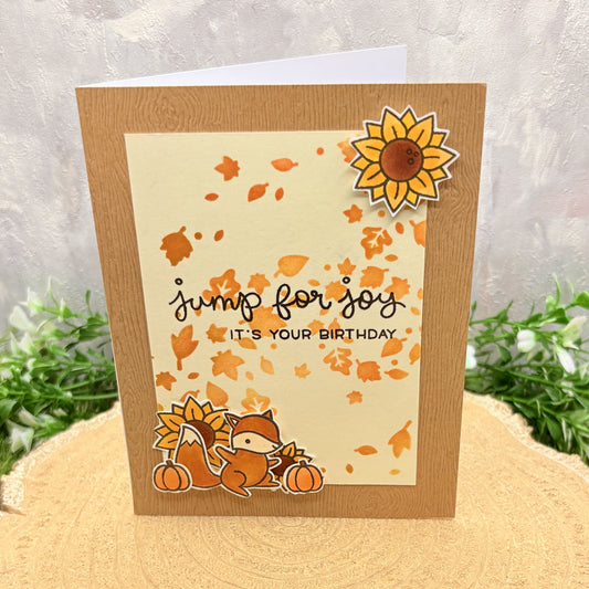 Jump For Joy Autumn Theme Handmade Birthday Card-1