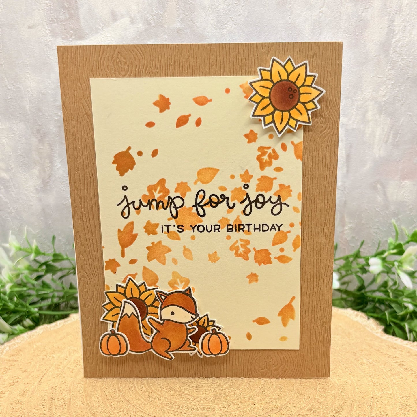 Jump For Joy Autumn Theme Handmade Birthday Card