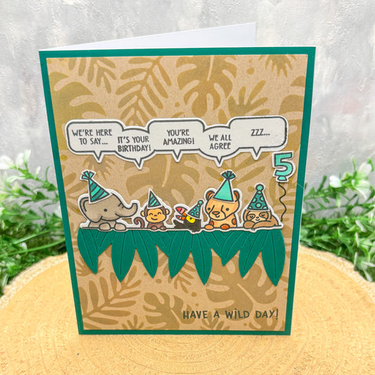 Jungle Animals Funny Quotes Handmade 5th Birthday Card-1