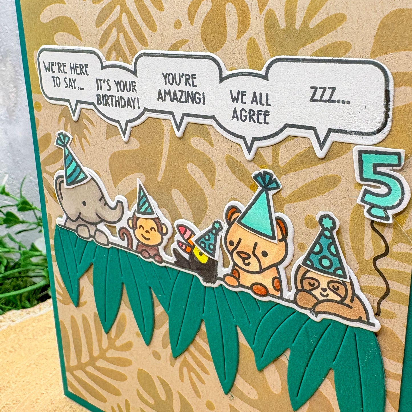 Jungle Animals Funny Quotes Handmade 5th Birthday Card-2