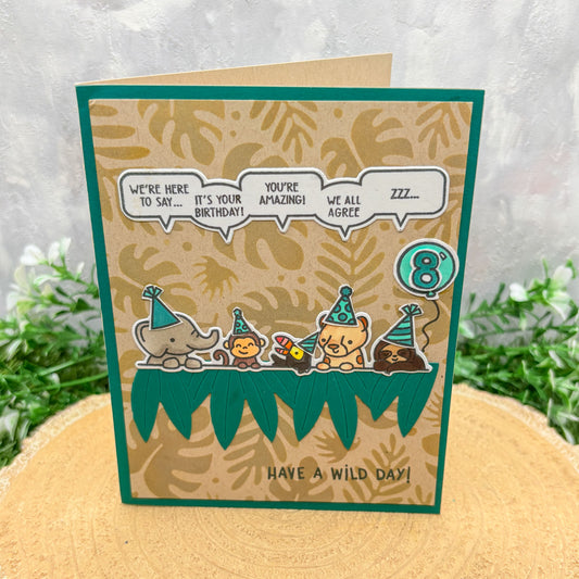 Jungle Animals Funny Quotes Handmade 8th Birthday Gift Card Holder Card-1