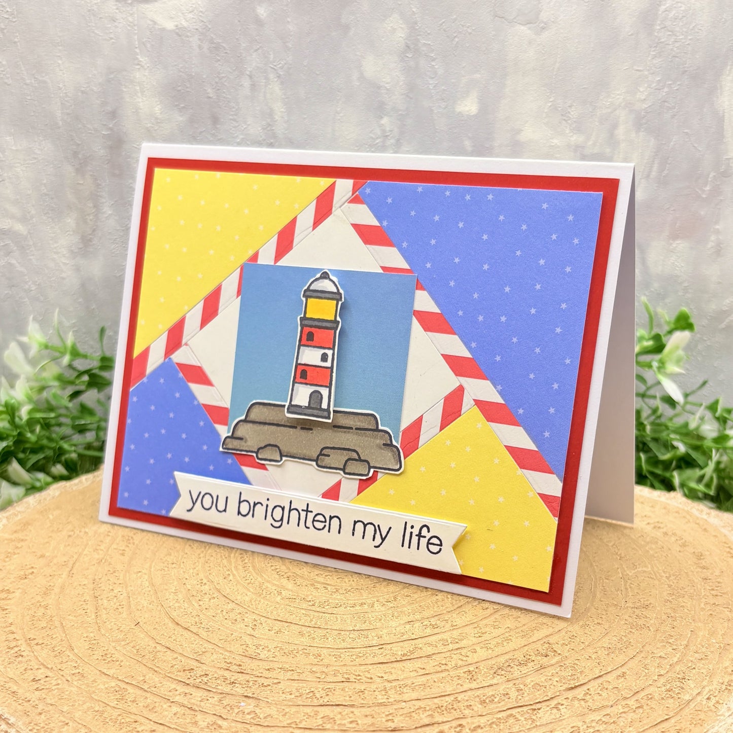 Lighthouse You Brighten My Life Handmade Card-1
