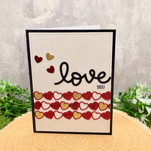 Love You Hearts Handmade Card-1
