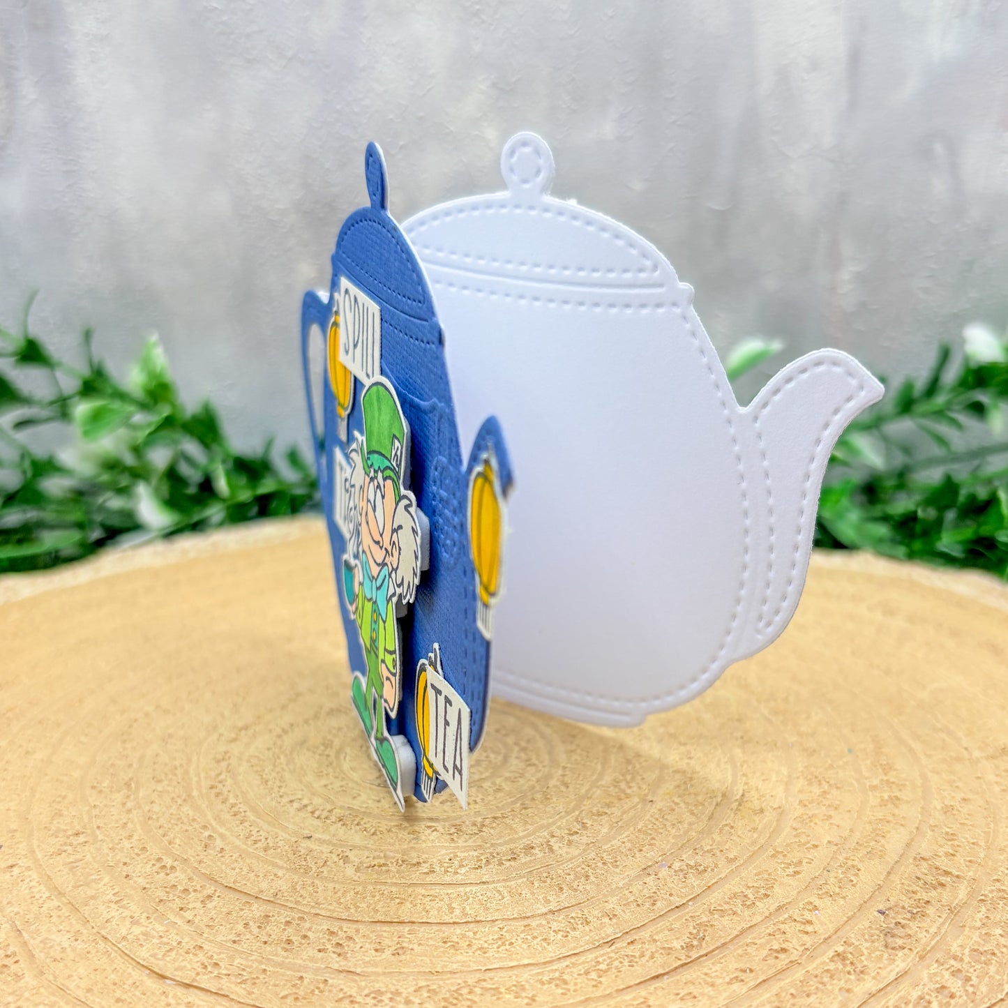 Mad Hatter Teapot Shaped Handmade Card-2