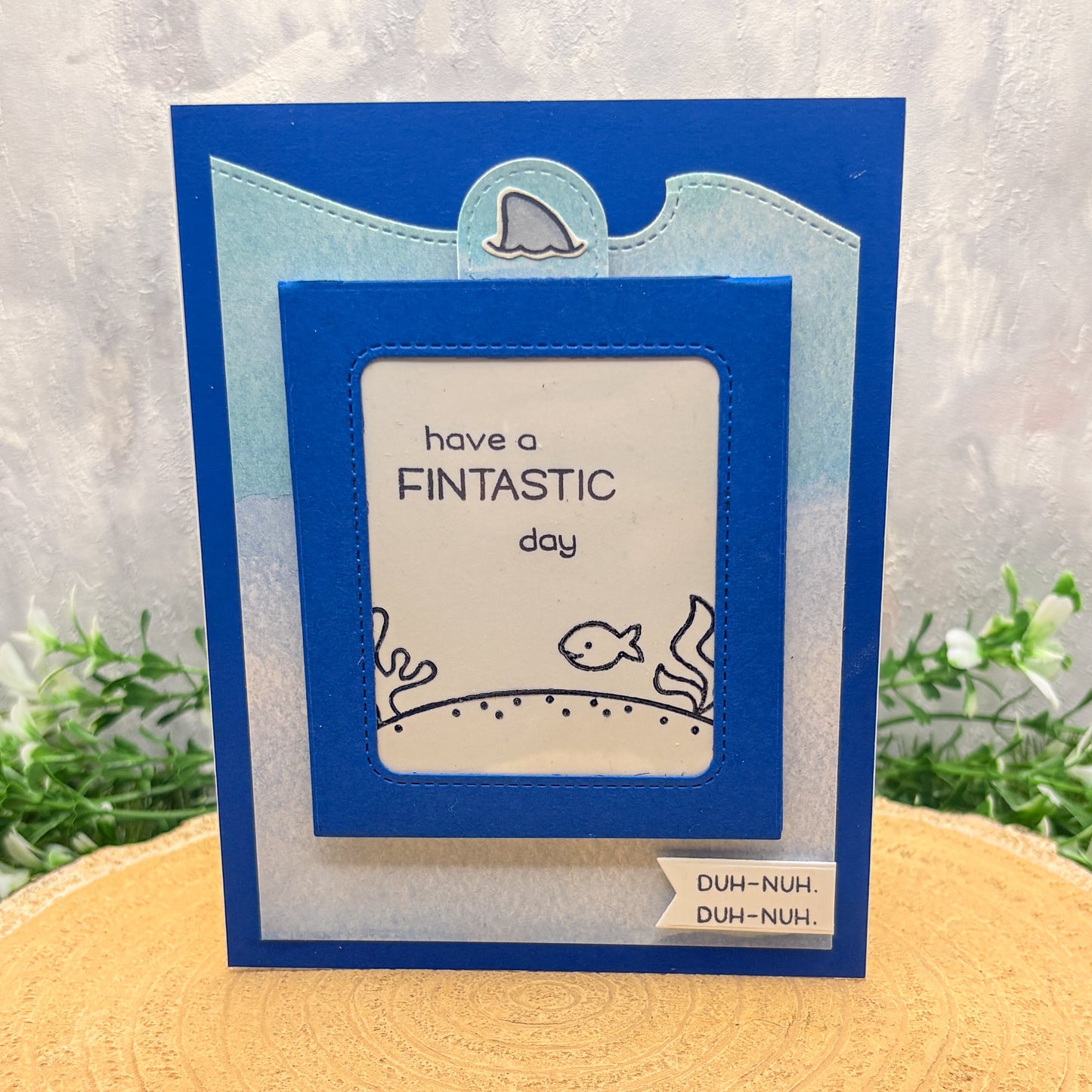 Magic Image Reveal Fintastic Shark Handmade Birthday Card