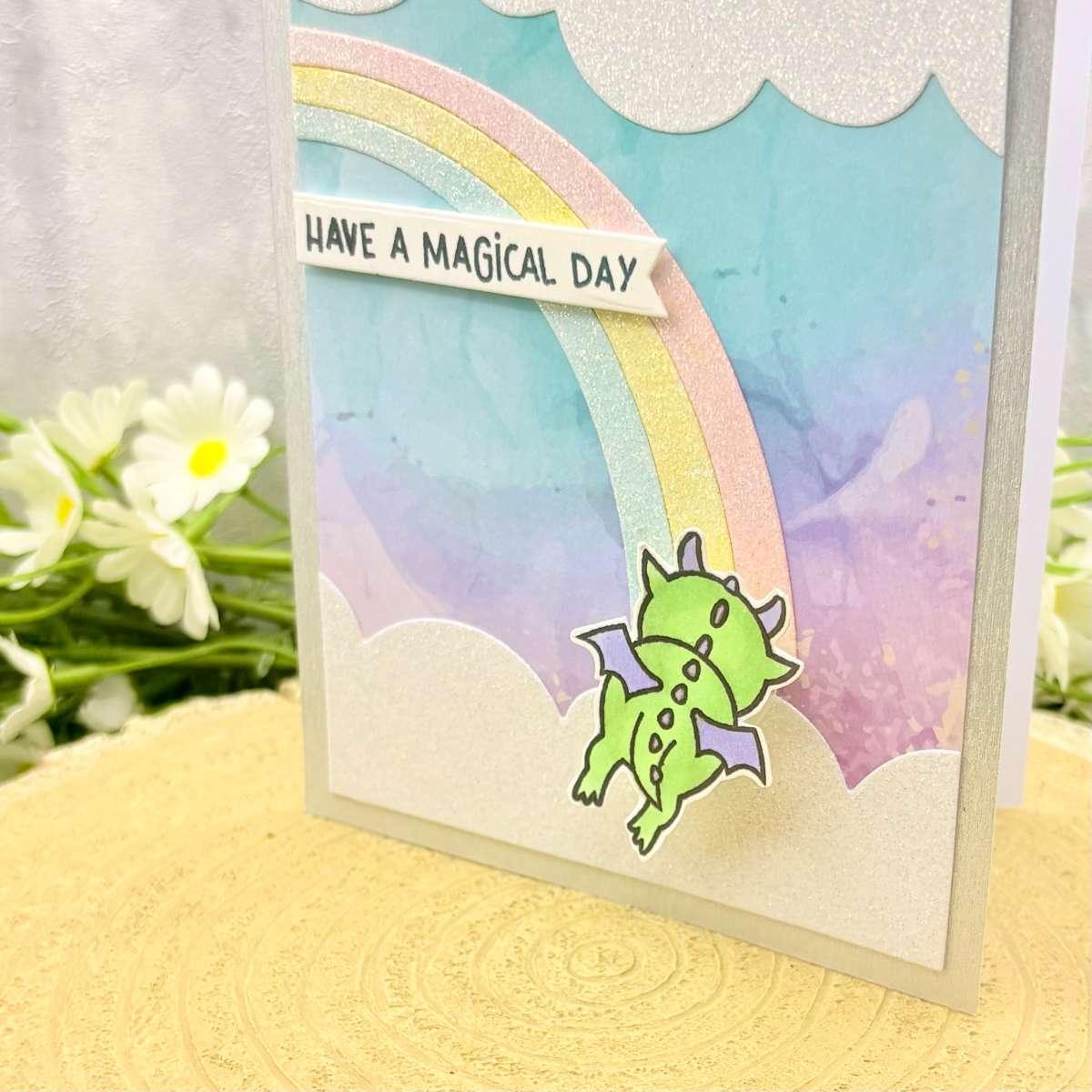 Magical Dragon & Rainbow Handmade Birthday Card-2