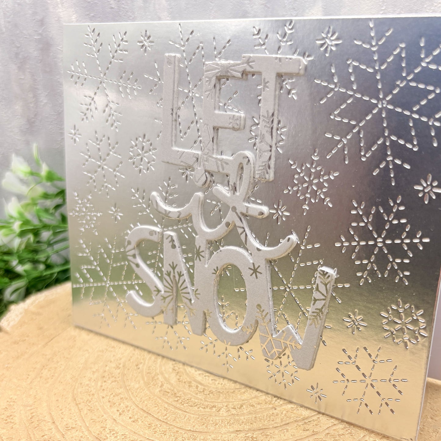 Metallic Silver Let It Snow Handmade Christmas Card-2