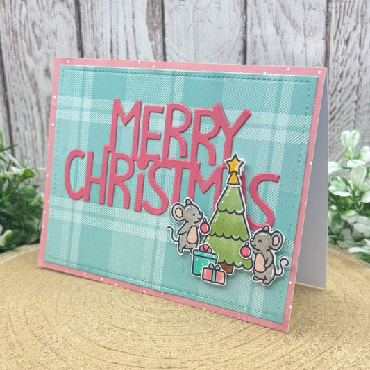 Mice Decorating Tree Handmade Christmas Card-1