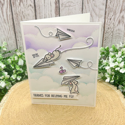 Mice Thanks For Helping Me Fly Handmade Thank You Card-1
