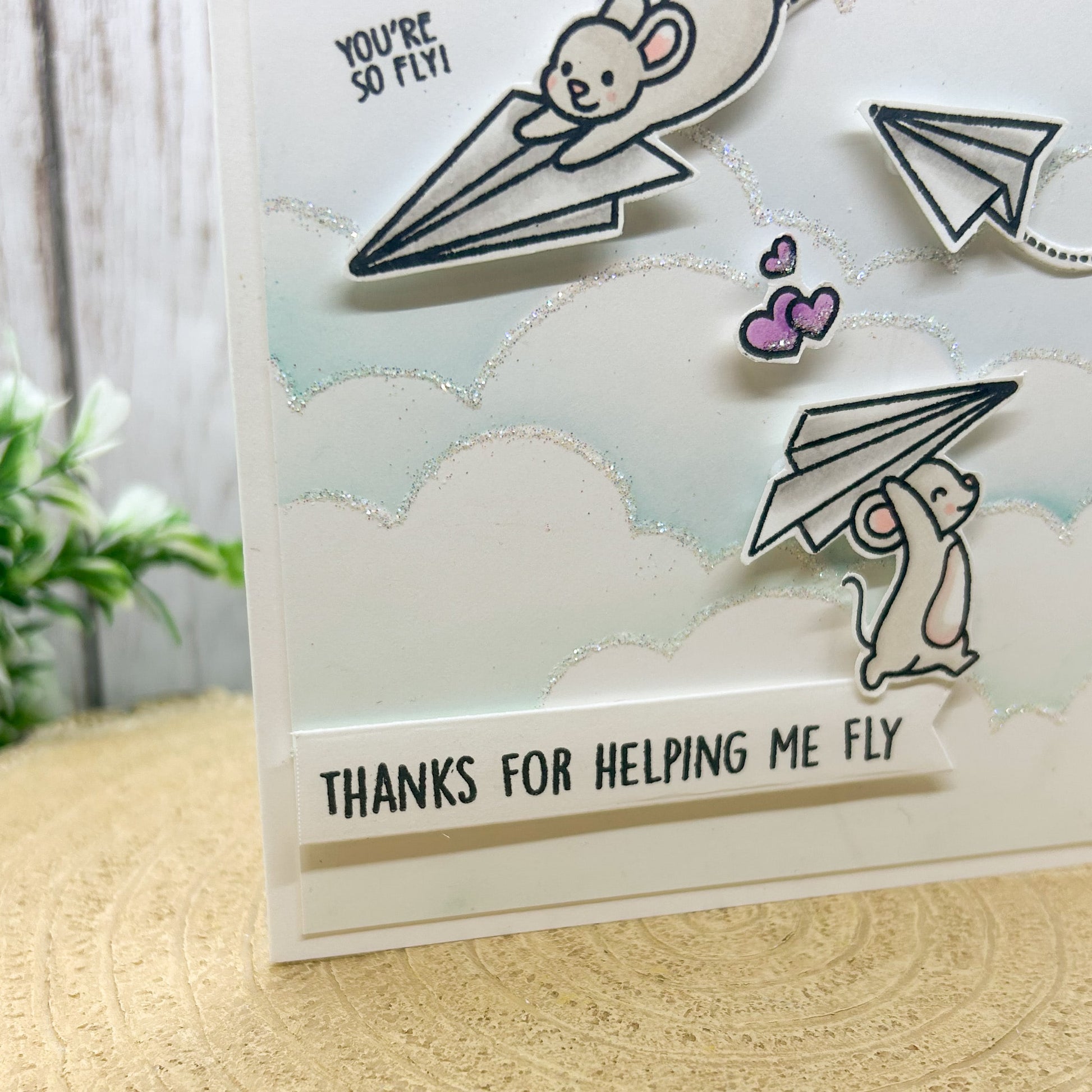 Mice Thanks For Helping Me Fly Handmade Thank You Card-2