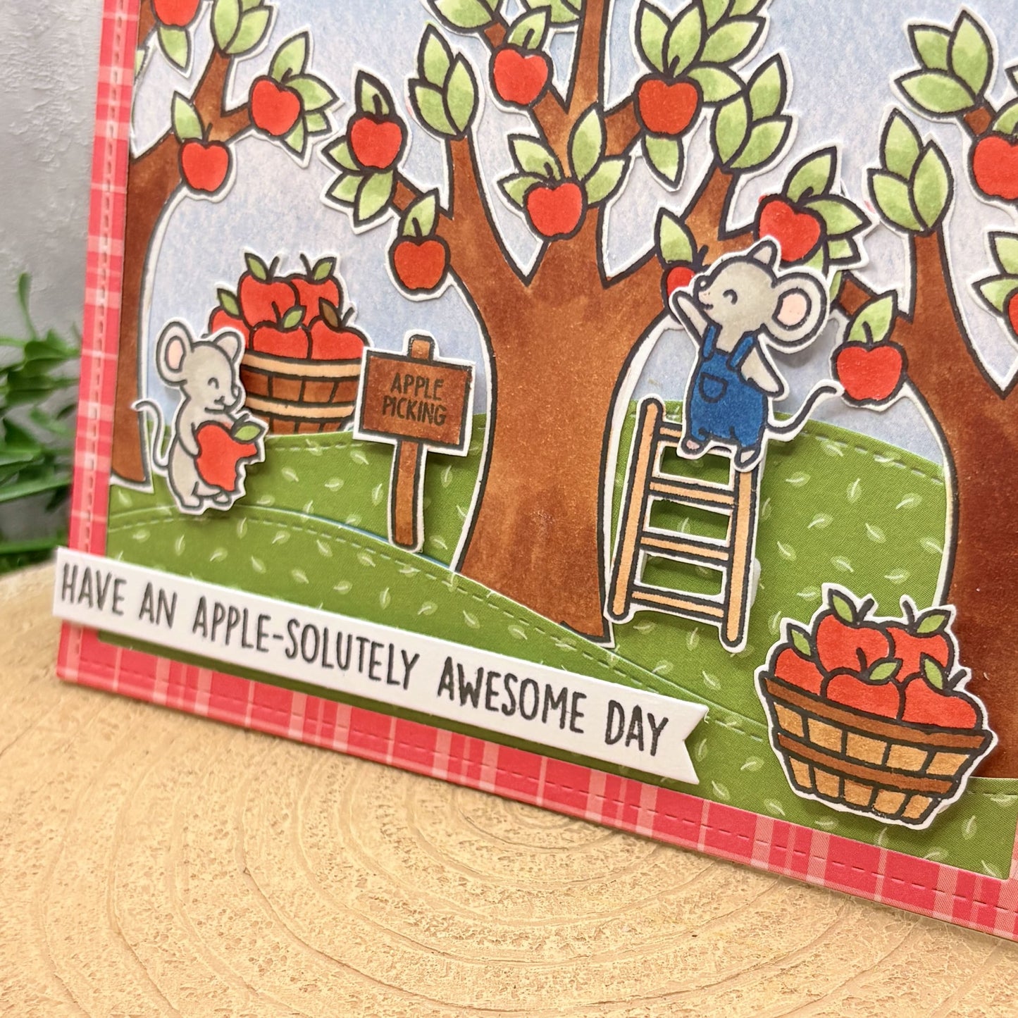 Mice & Apple Trees Handmade Birthday Card