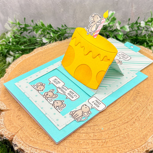 Mice & Cheese Pun Quotes Handmade Pull Reveal Birthday Card-1