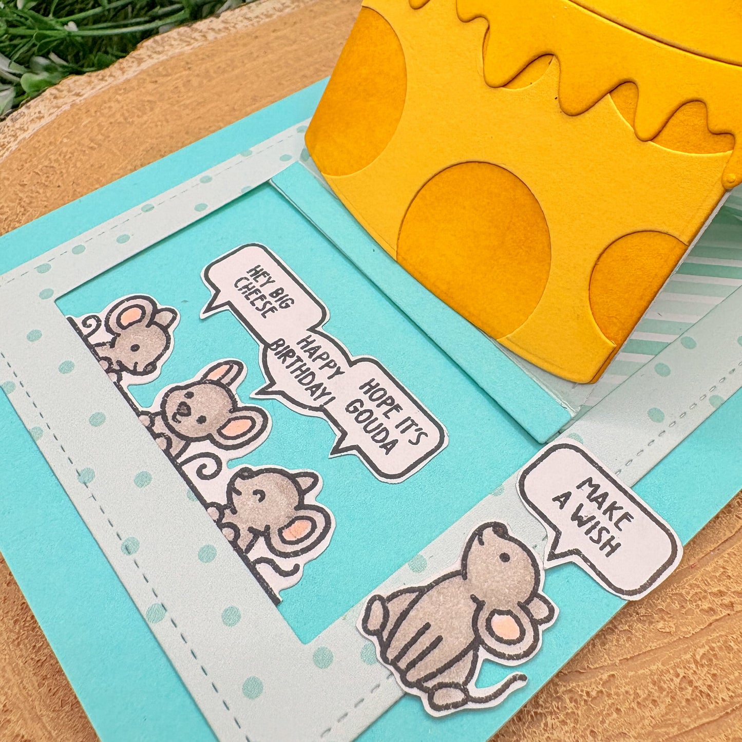 Mice & Cheese Pun Quotes Handmade Pull Reveal Birthday Card-2